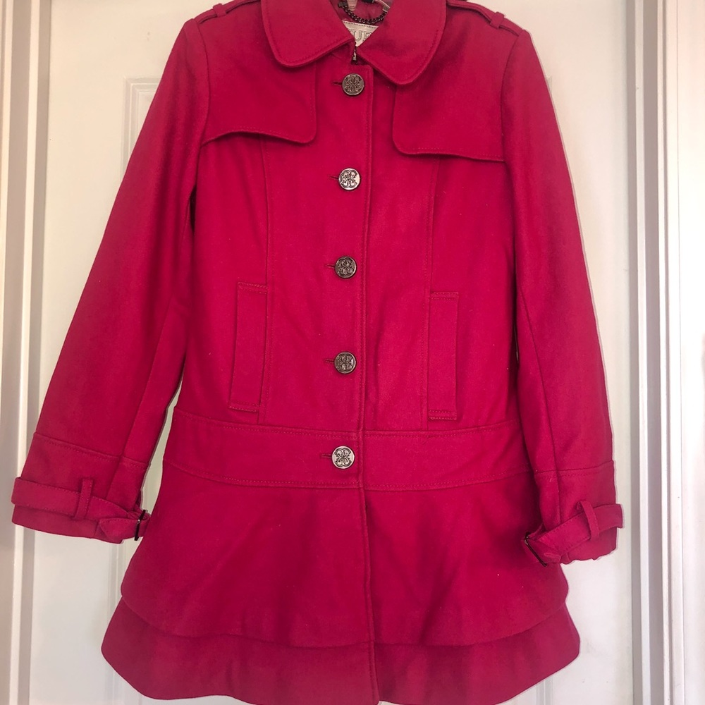 Guess Los Angeles fuchsia ruffle pea coat - Picture 8 of 8